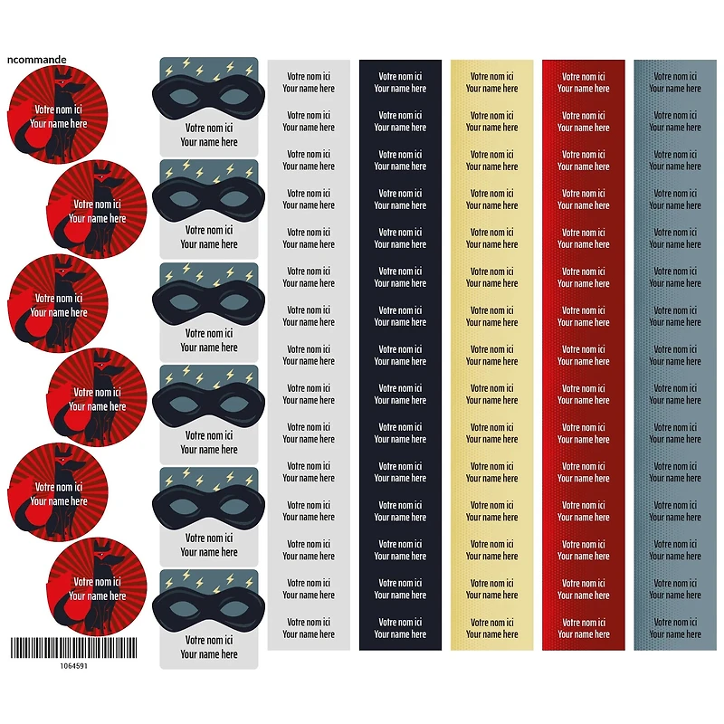 School Name Labels - Superheros