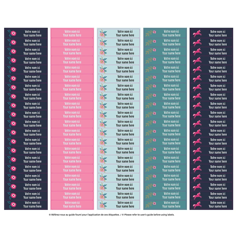 School Name Labels - Unicorns and Flowers