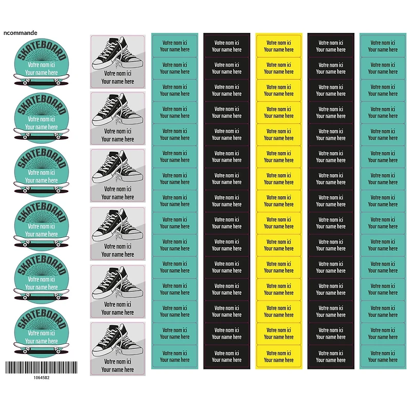 School Name Labels - Skateboard