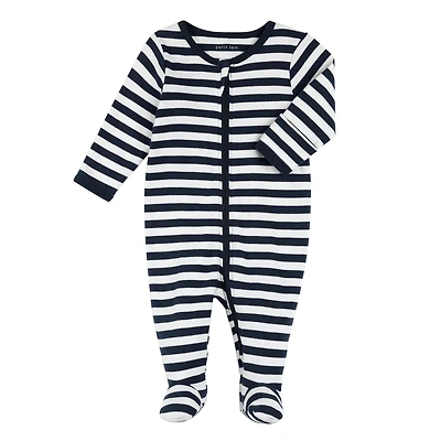 Bear Navy Striped Sleeper 0-12m