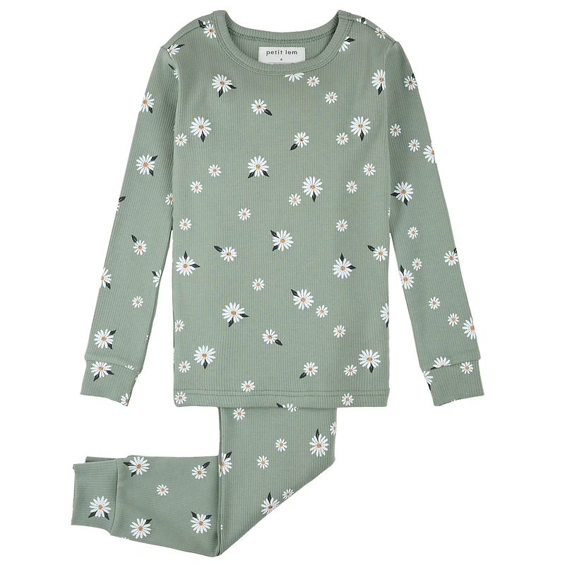 Pyjama Côtelé Fleurs 2-6x