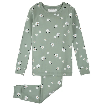 Pyjama Côtelé Fleurs 2-6x