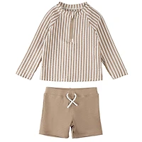 Striped 2 Piece Long Sleeve Swimsuit 6-24m