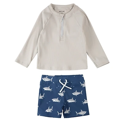Sharks 2 Piece Long Sleeve Swimsuit 6-24m