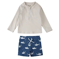Sharks 2 Piece Long Sleeve Swimsuit 6-24m