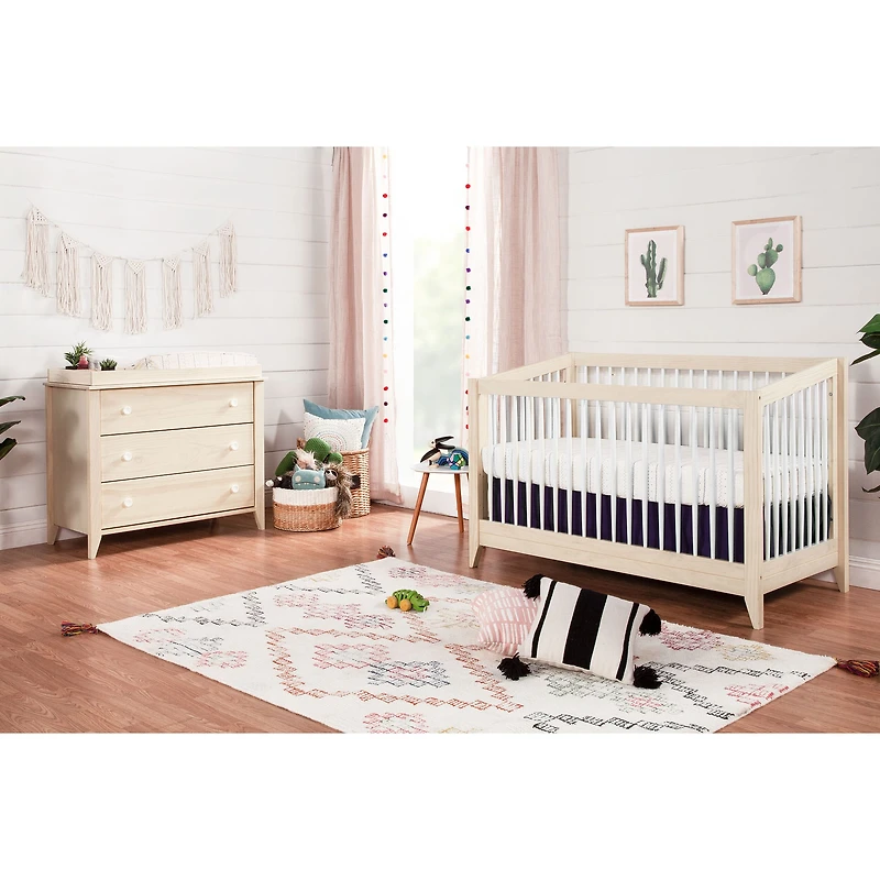 Sprout 4-in-1 Convertible Crib withToddler Bed Conversion Kit - White / Natural