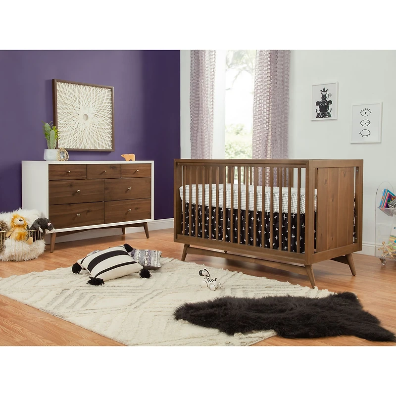 Peggy Mid-Century 3-in-1 Convertible Crib - Walnut