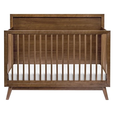 Palma Mid-Century 4-in-1 Convertible Crib with Toddler Bed Conversion -  Walnut