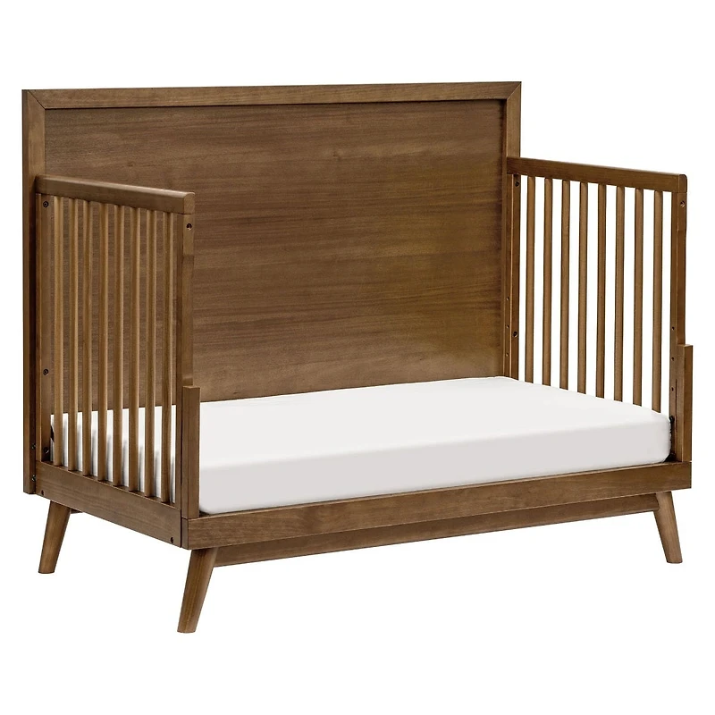 Palma Mid-Century 4-in-1 Convertible Crib with Toddler Bed Conversion -  Walnut