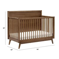 Palma Mid-Century 4-in-1 Convertible Crib with Toddler Bed Conversion -  Walnut