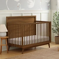 Palma Mid-Century 4-in-1 Convertible Crib with Toddler Bed Conversion -  Walnut
