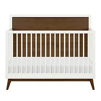 Palma Mid-Century 4-in-1 Convertible Crib with Toddler Bed Conversion - Warm White / Natural Walnut