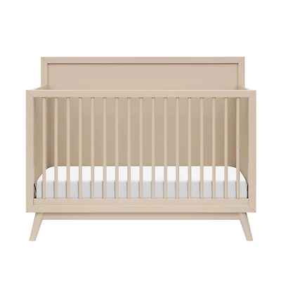 Palma Mid-Century 4-in-1 Convertible Crib with Toddler Bed Conversion in Taupe