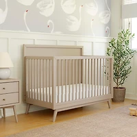 Palma Mid-Century 4-in-1 Convertible Crib with Toddler Bed Conversion in Taupe