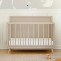 Palma Mid-Century 4-in-1 Convertible Crib with Toddler Bed Conversion in Taupe