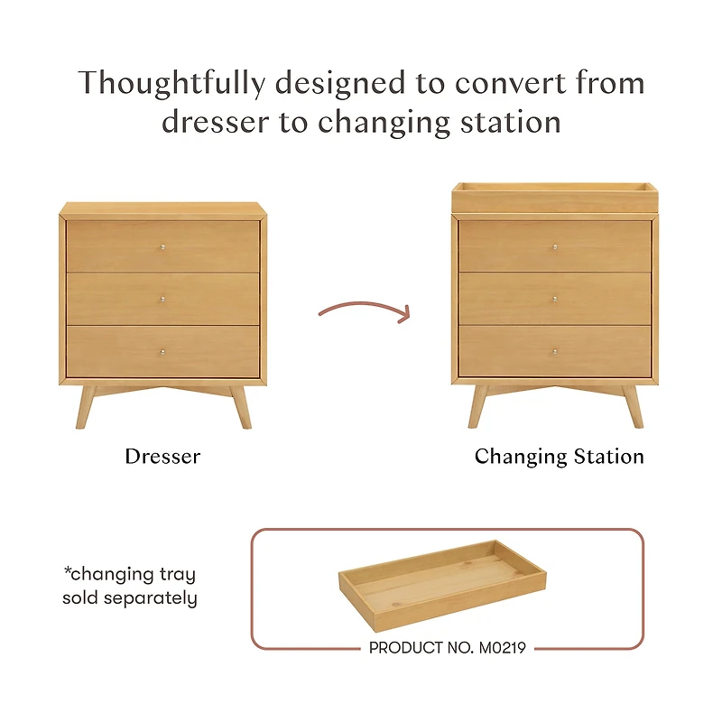 Palma 3-Drawer Assembled Dresser - Honey