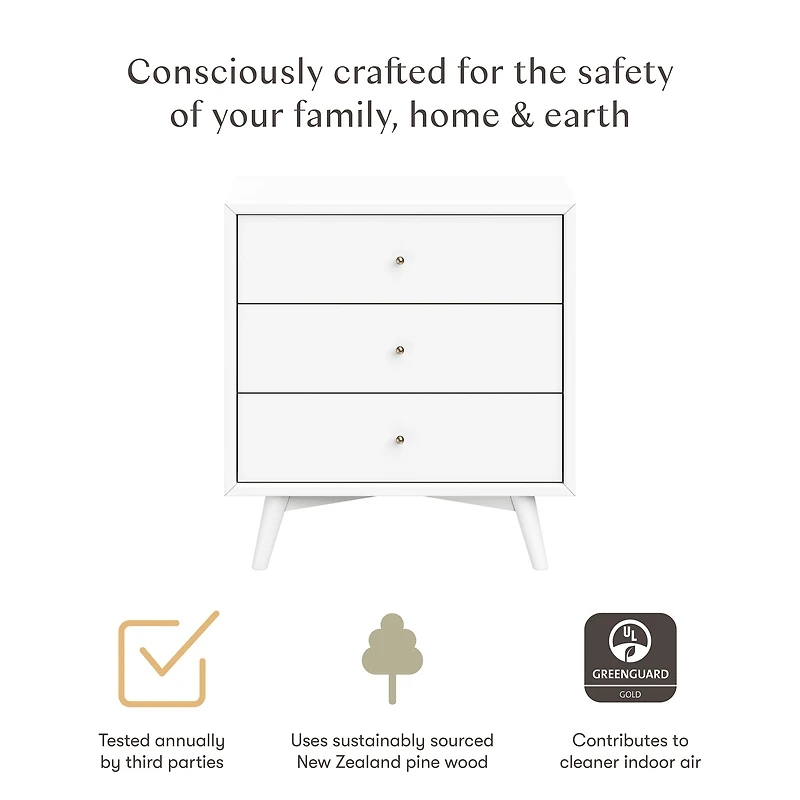 Palma 3-Drawer Assembled Dresser - White