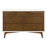 Palma 7-Drawer Double Dresser - Warm White / Natural Walnut