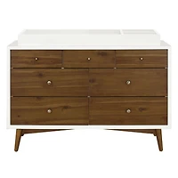 Palma 7-Drawer Double Dresser - Warm White / Natural Walnut