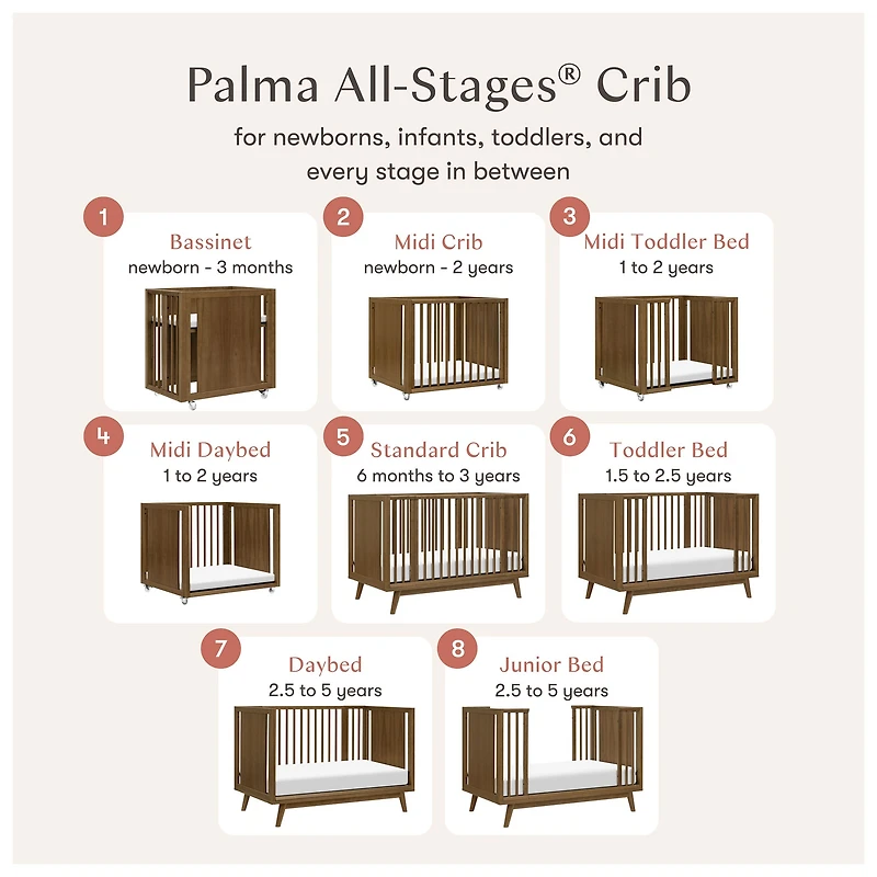 Couchette Convertible Palma 8-en-1 - Noyer