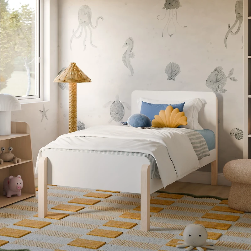 TipToe Twin Bed - White and Washed Natural