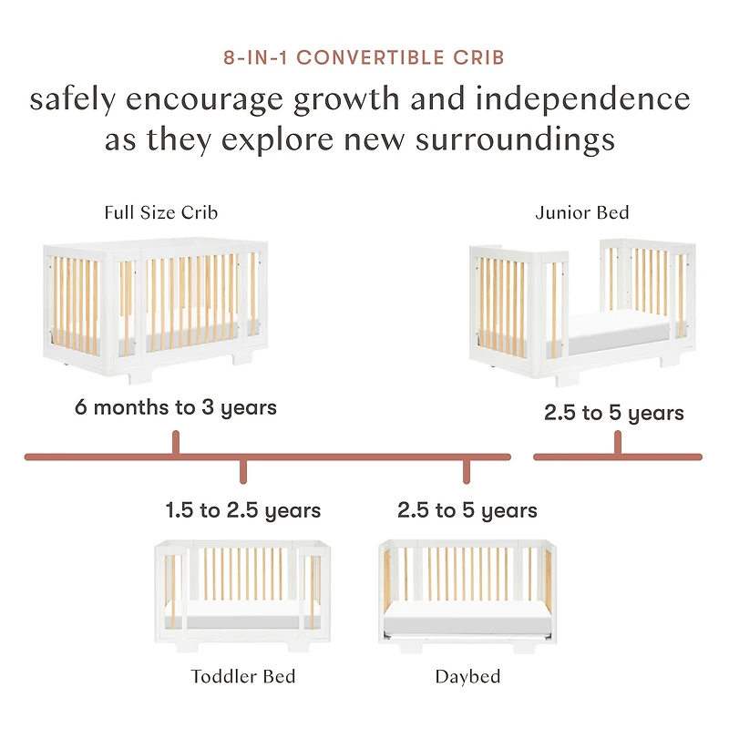 Couchette Convertible 8 en 1 Yuzu  - Blanc / Naturel