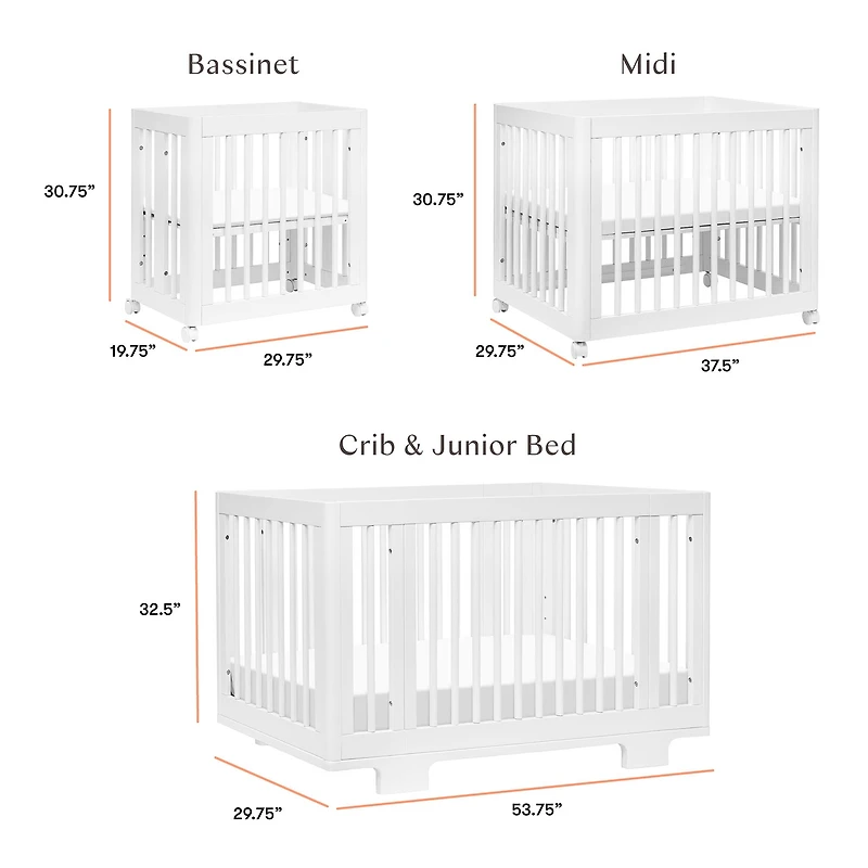Yuzu 8-in-1 Convertible Crib - White
