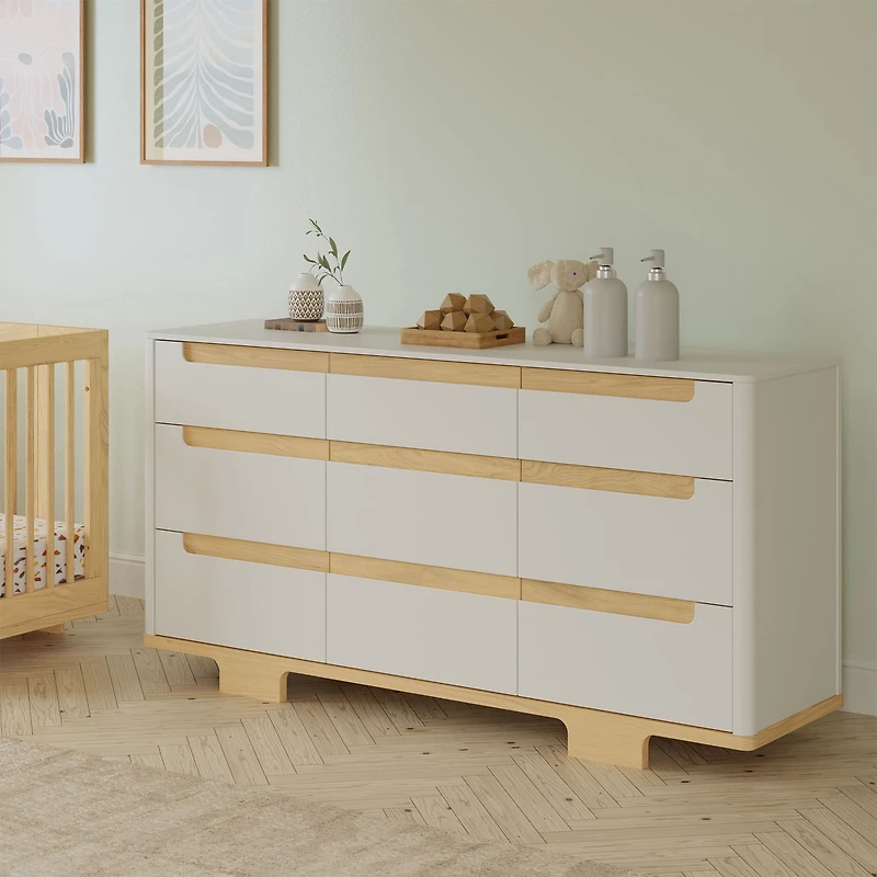 Commode 9 Tiroirs Yuzu - Blanc / Naturel