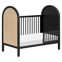 Bondi Cane 3-in-1 Convertible Crib with Toddler Bed Kit - Black / Natural Cane