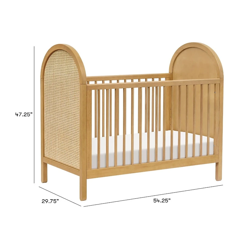 Bondi Cane 3-in-1 Convertible Crib with Toddler Bed Kit - Honey / Natural Cane