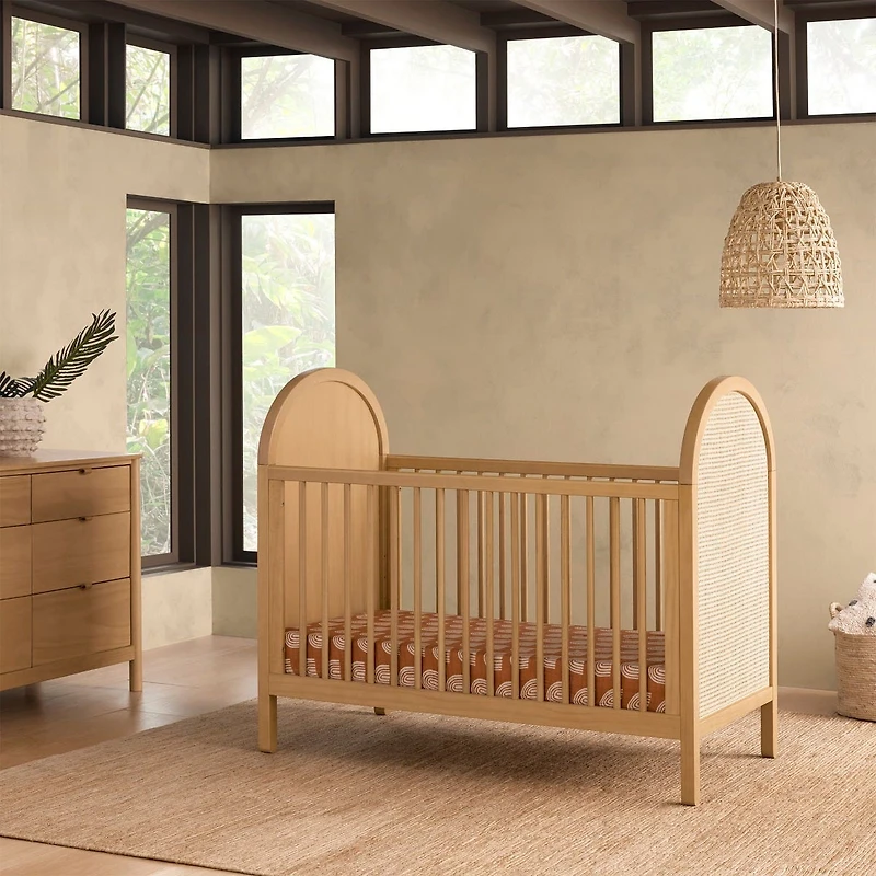 Bondi Cane 3-in-1 Convertible Crib with Toddler Bed Kit - Honey / Natural Cane