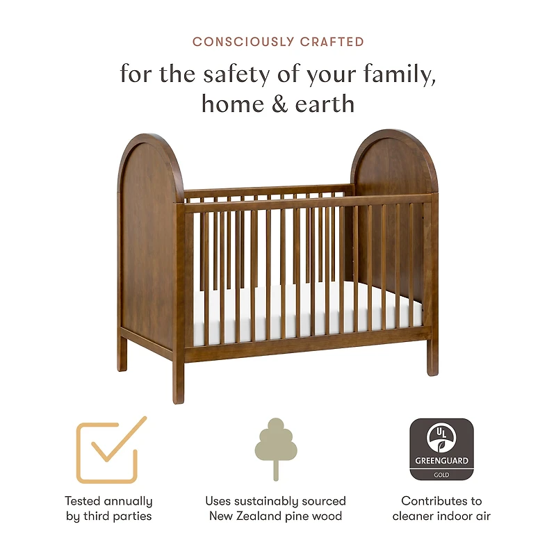 Bondi 3-in-1 Convertible Crib with Toddler Bed Kit - Walnut Natural