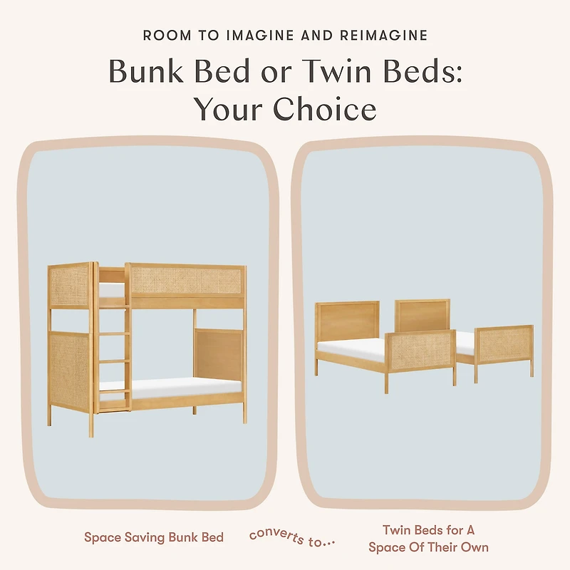 Lit superposé convertible Bondi en rotin