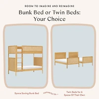 Lit superposé convertible Bondi en rotin