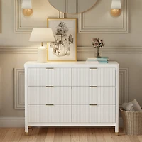 Commode 6 tiroirs Brimsley Tambour - Blanc Chaud