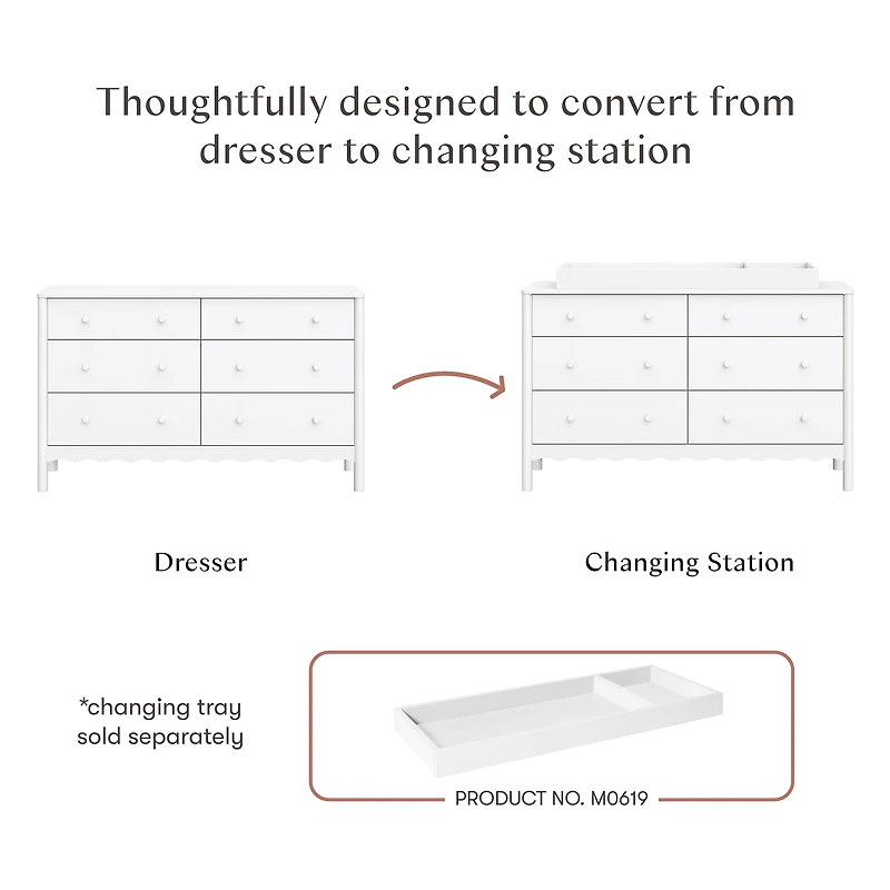 Swell 6 Drawers Assembled Dresser-  White 