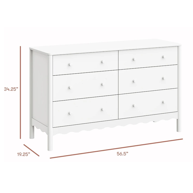 Swell 6 Drawers Assembled Dresser-  White 