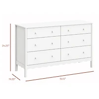 Swell 6 Drawers Assembled Dresser-  White 