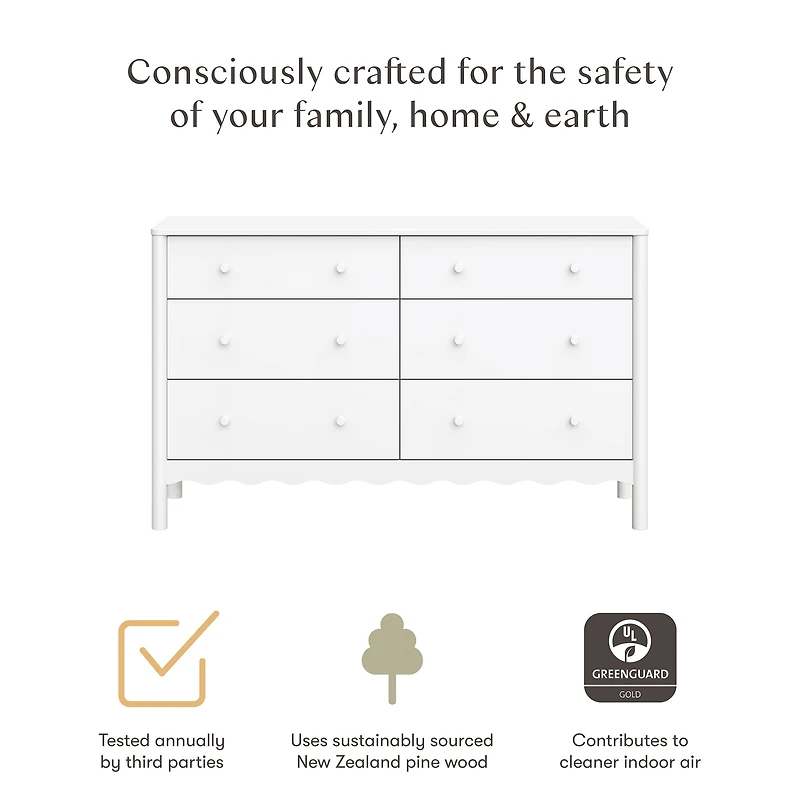 Swell 6 Drawers Assembled Dresser-  White 