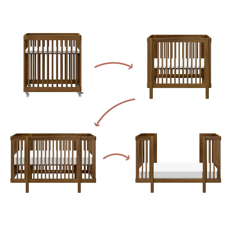 Couchette Convertible 8-en-1 Pogo avec kits de conversion - Noyer naturel