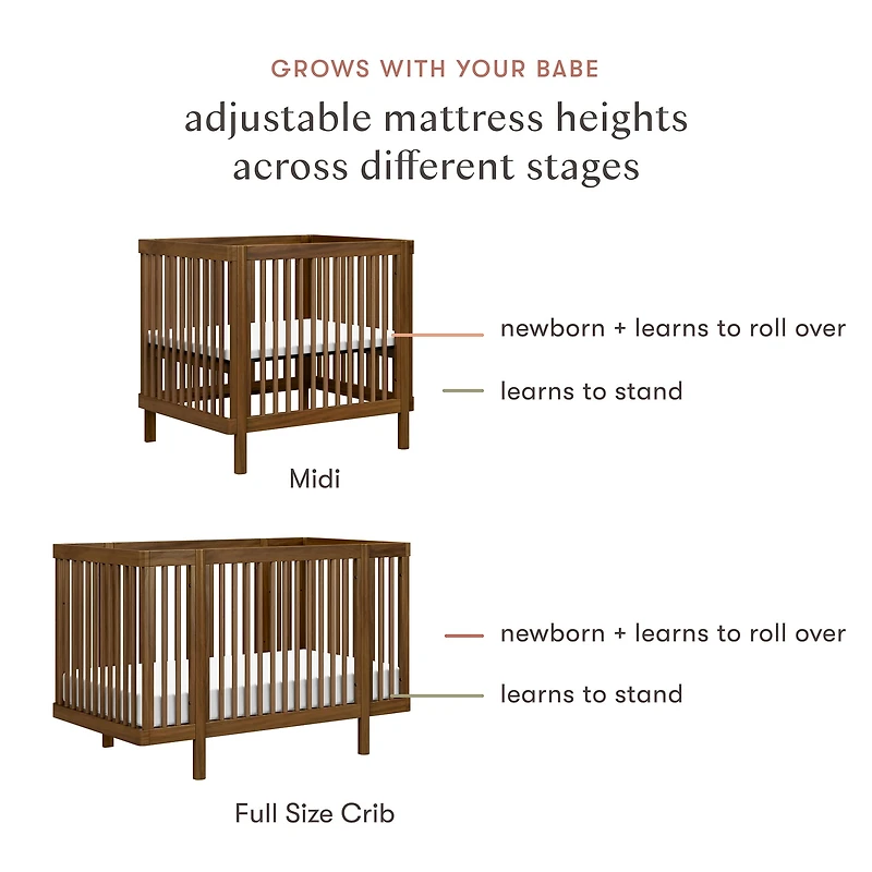 Couchette Convertible 8-en-1 Pogo avec kits de conversion - Noyer naturel