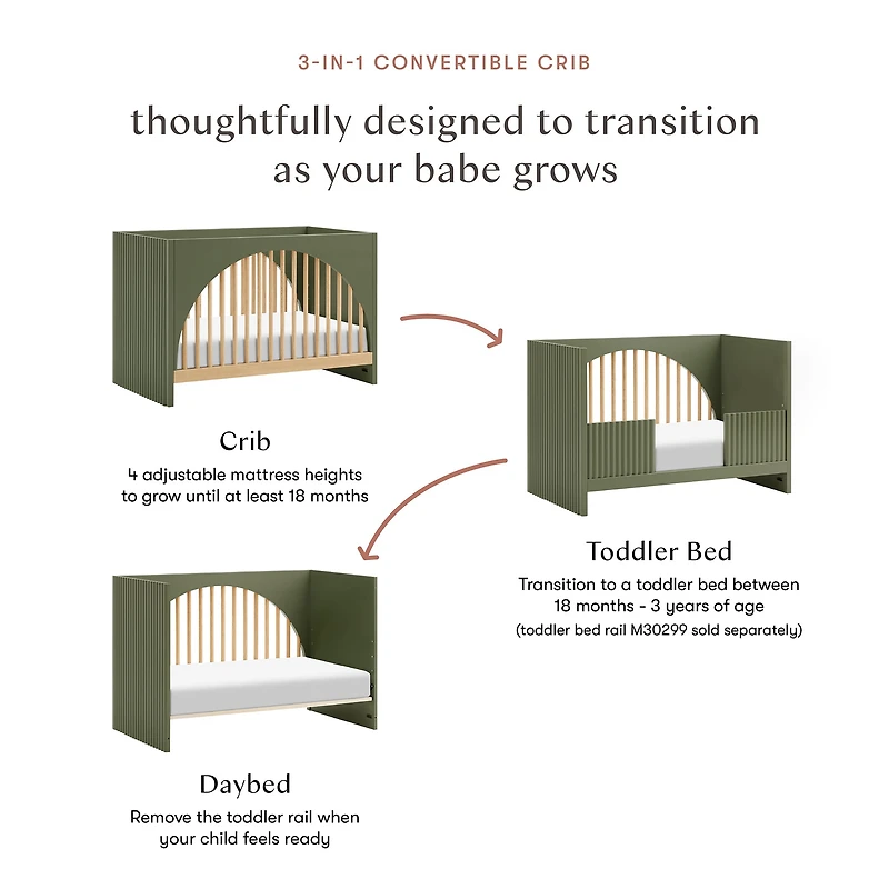 Couchette Convertible 3-en-1 Moab - Olive/Cendre