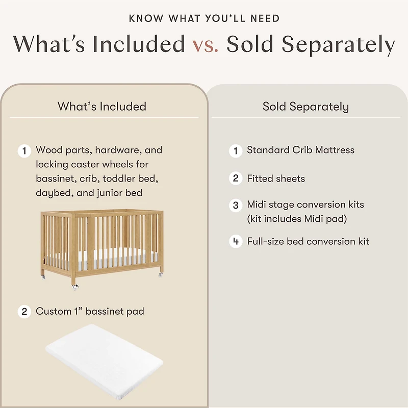 Rolli 9-in-1 Convertible Crib - Honey 