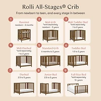 Rolli 9-in-1 Convertible Crib - Walnut Natural