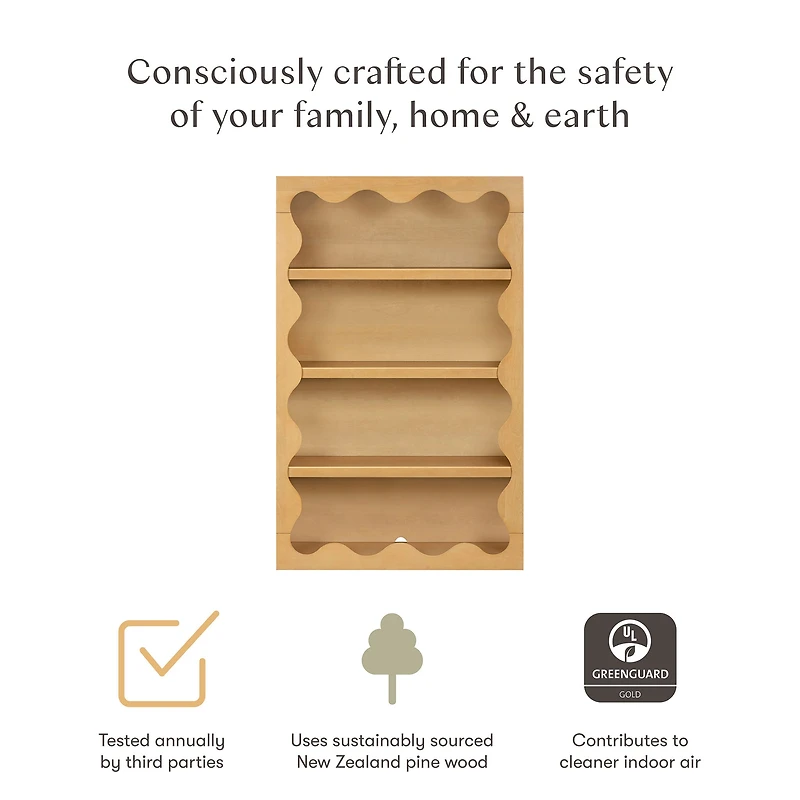 Lido Wave Bookcase - Honey