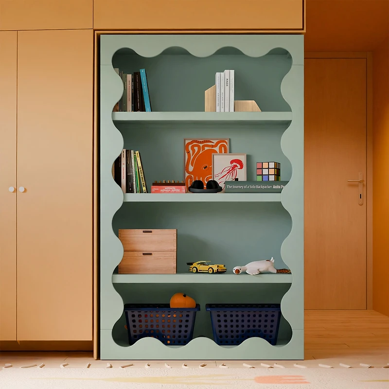 Lido Wave Bookcase - Sage