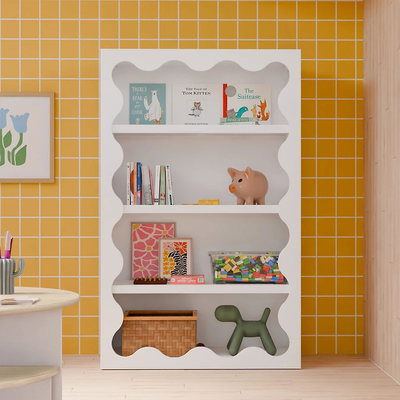 Lido Wave Bookcase - White