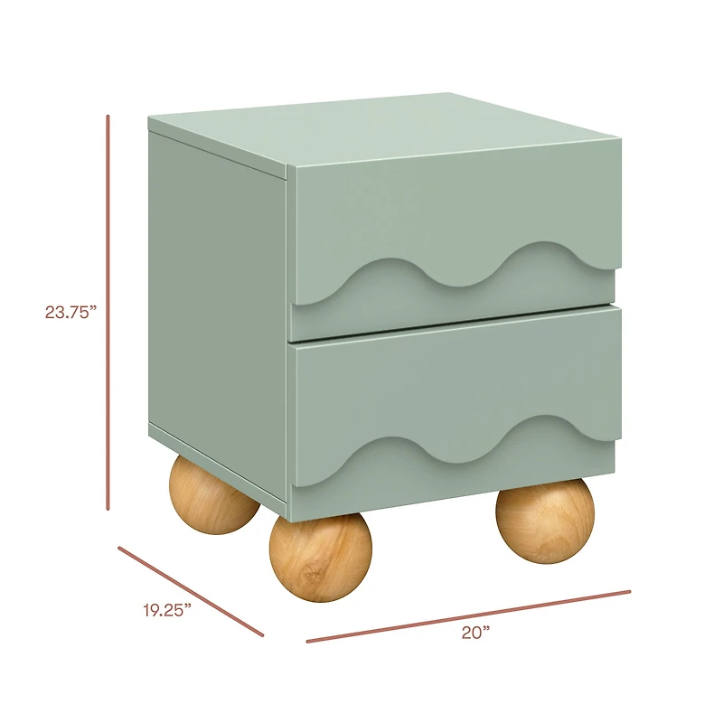 Lido Wave Nightstand - Sage