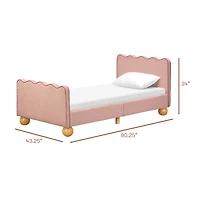 Rizo Twin Bed - Performance Rose Boucle with Raspberry Piping