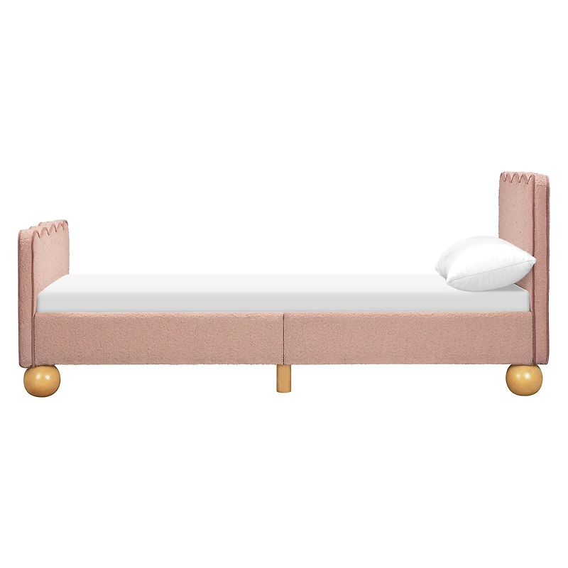 Rizo Twin Bed - Performance Rose Boucle with Raspberry Piping